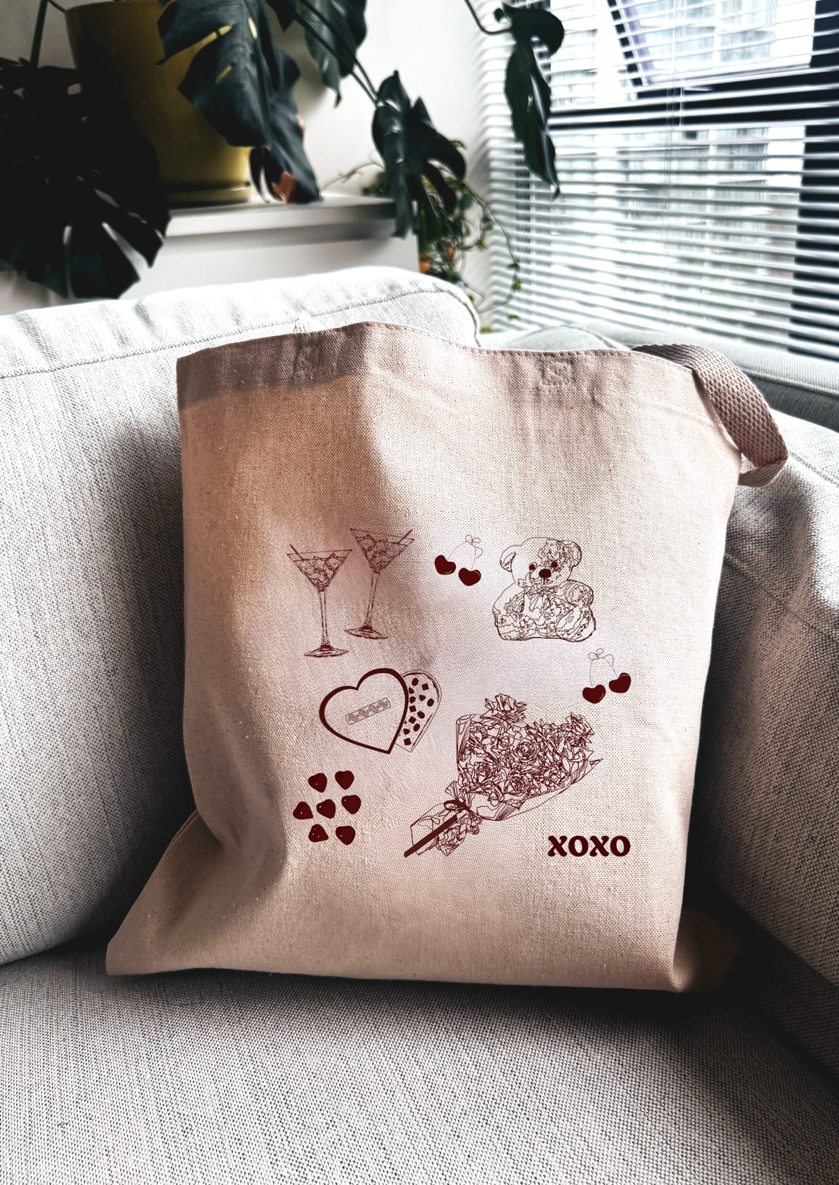 Valentine Love Icons Line Art Tote