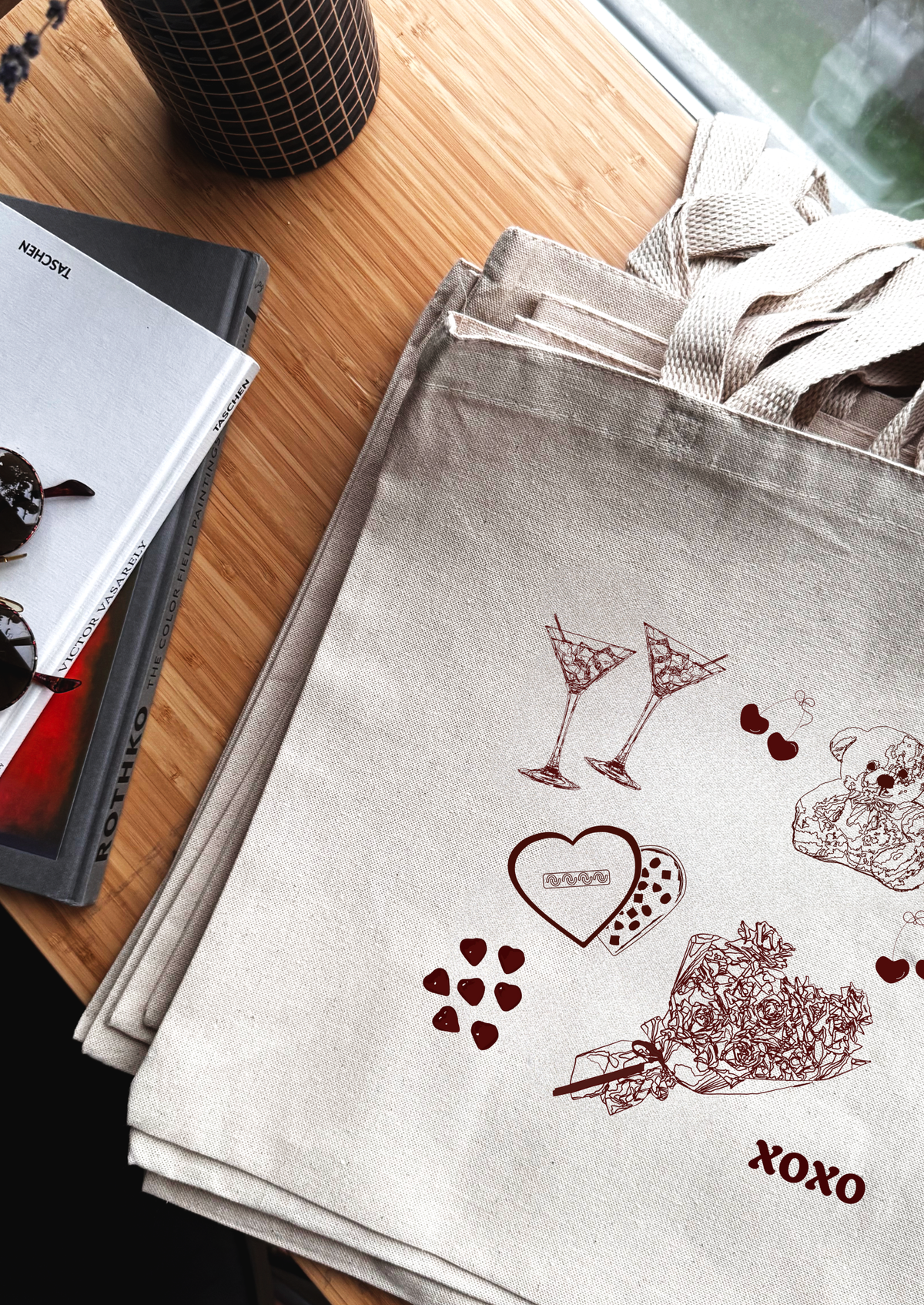 Valentine Love Icons Line Art Tote