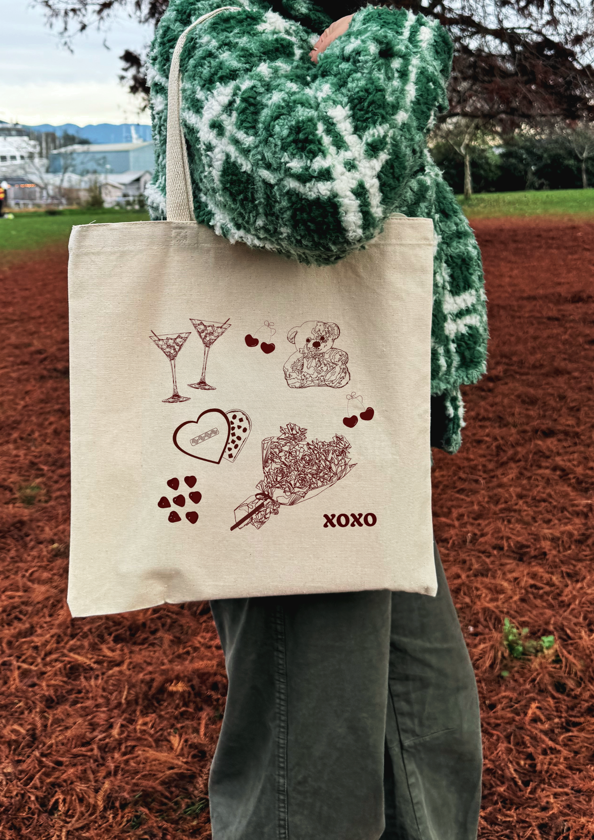 Valentine Love Icons Line Art Tote