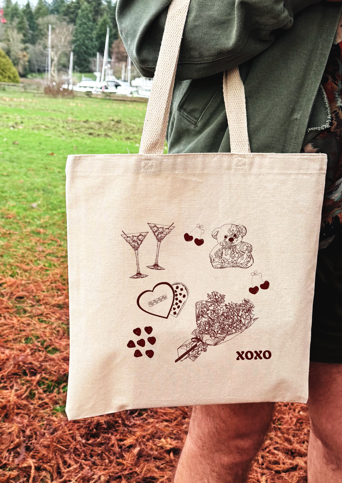 Valentine Love Icons Line Art Tote